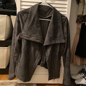 BLANKNYC gray faux suede drape jacket